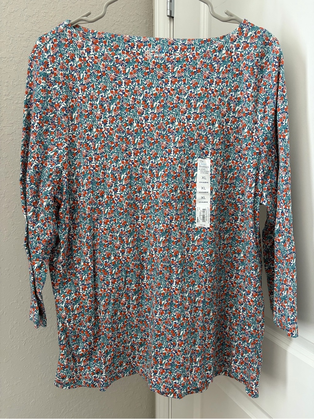 Floral Print Long Sleeve Top in Teal & Coral - Picture 1 of 1